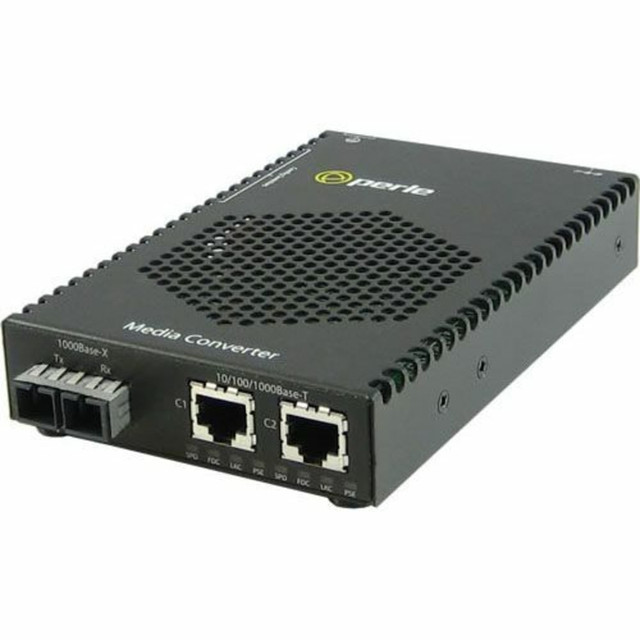 PERLE SYSTEMS Perle 05083024  S-1110DPP-M2SC05 Media Converter - 1x PoE+ (RJ-45) Ports - 2 x SC Ports - 1000Base-SX, 10/100/1000Base-T - 3280.84 ft - Rail-mountable, Rack-mountable