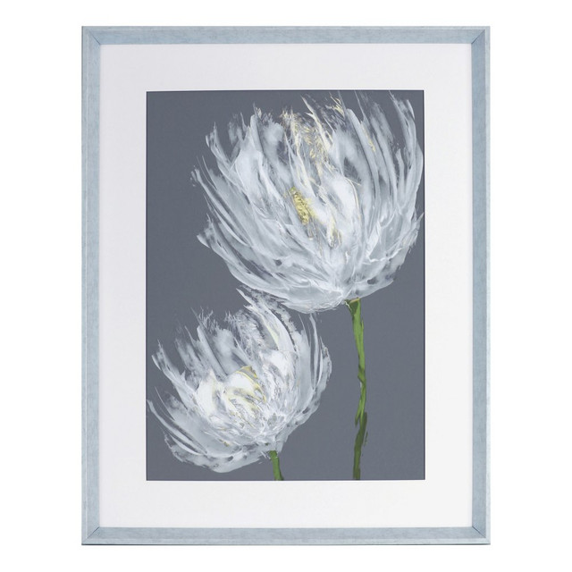 SP RICHARDS 04479 Lorell White Flower Design Framed Abstract Art, 27-1/2in x 35-1/2in, Design II