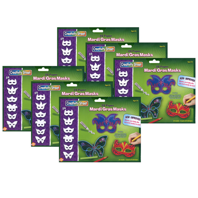 EDUCATORS RESOURCE CK-4651-6 Creativity Street Card Stock Die-Cut Paper Masks, White, 24 Masks Per Pack, Set Of 6 Packs EDUCATORS RESOURCE CK-4651-6 Creativity Street Card Stock Die-Cut Paper Masks, White, 24 Masks Per Pack, Set Of 6 Packs