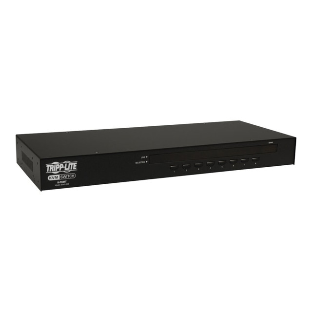 Tripp Lite's NetController 8-port, 1U rackmount KVM switch is an affordable, highly-flexible enterprise class KVM switch, which allows the user to connect either USB or PS/2 keyboards and mice. In addition, P780-series USB/PS2 combo KVM cable kits allow you to connect either USB or PS/2 computers, without the need to purchase separate cables or adapters. Control up to 8 directly connected computers, or expand the number of connected computers to up to 248 by daisychaining up to 15 additional B042-Series KVM switches. Switch between connected computers via the On-Screen Display (OSD), pushbuttons, or keyboard hotkey commands. Other features include: password protection, auto-scanning, auto-logout, firmware upgrade and video support up to 2048 x 1536 (QXGA). Mounts easily in a standard 19" rack/cabinet and includes all necessary mounting hardware. Compatible with all major operating systems. Constructed of heavy-duty steel housing.