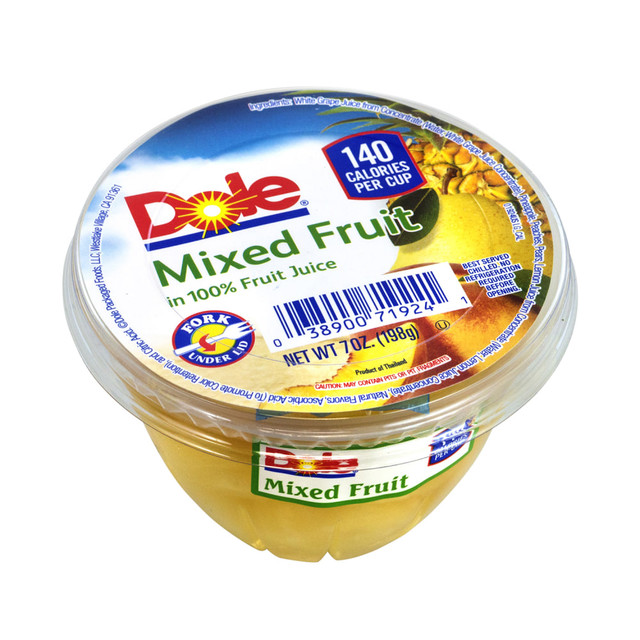 DOLE PACKAGED FOODS, LLC 71924 Dole Mixed Fruit In 100% Fruit Juice Cups, 7 Oz, Pack Of 12 Cups DOLE PACKAGED FOODS, LLC 71924 Dole Mixed Fruit In 100% Fruit Juice Cups, 7 Oz, Pack Of 12 Cups