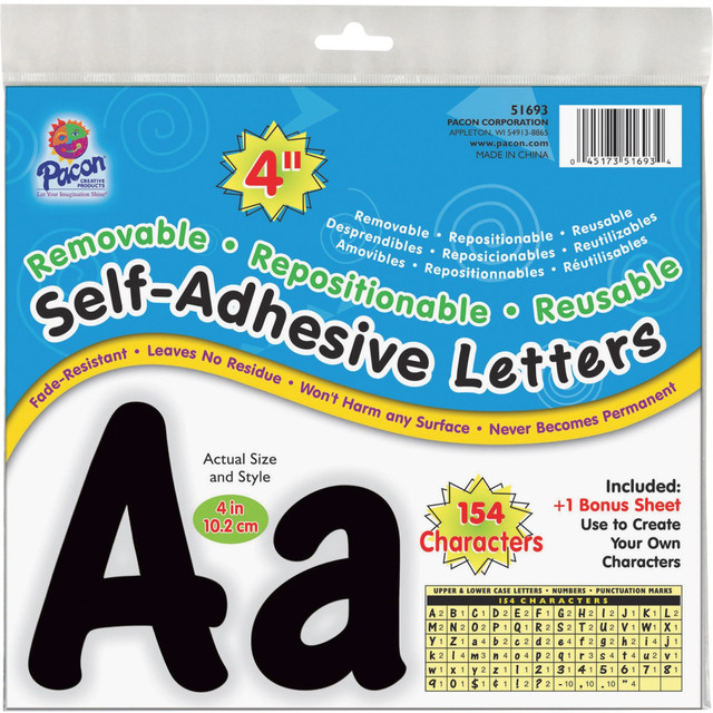 PACON CORPORATION 51693 Pacon 154 Character Self-adhesive Letter Set - (Uppercase Letters, Numbers, Punctuation Marks) PACON CORPORATION 51693 Pacon 154 Character Self-adhesive Letter Set - (Uppercase Letters, Numbers, Punctuation Marks)