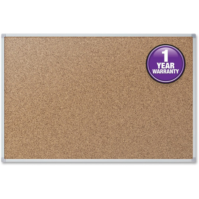 MEADWESTVACO CORP 85362 Mead Classic Cork Bulletin Board - 36in Height x 48in Width - Natural Cork Surface - Self-healing - Silver Aluminum Frame - 1 Each