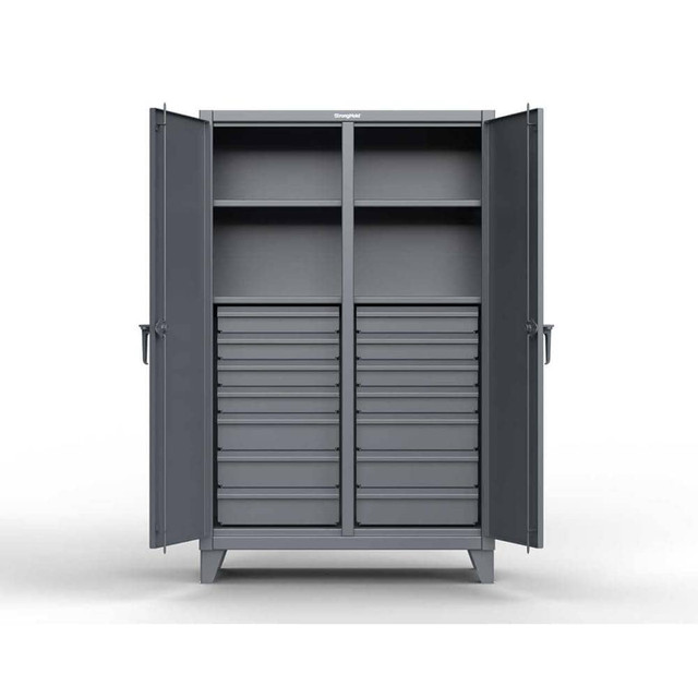 Strong Hold 66-DS-244-14DB Locking Steel Storage Cabinet: 72" Wide, 24" Deep, 78" High