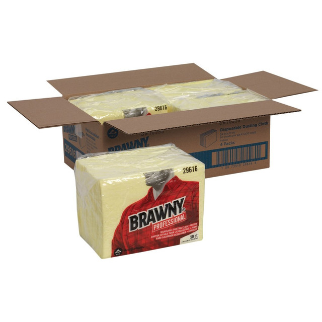 GEORGIA-PACIFIC CORPORATION Brawny 29616CT  Professional Disposable Dusting Cloths - 24in Length x 17in Width - 50 / Pack - 4 / Carton - Yellow