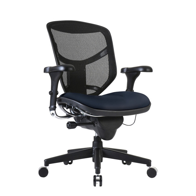 OFFICE DEPOT KV-QU-DNVY WorkPro Quantum 9000 Series Ergonomic Mesh/Antimicrobial Vinyl Mid-Back Chair, Black/Navy, BIFMA Compliant
