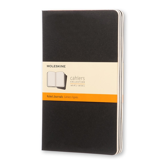 HACHETTE BOOK GROUP 704956 Moleskine Cahier Journals, 5in x 8-1/4in, Ruled, 80 Pages, Black, Set Of 3 Journals