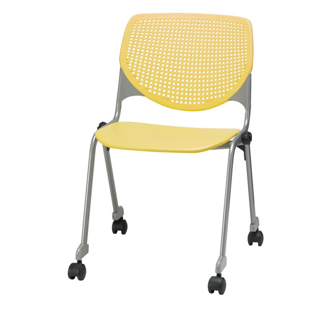 KFI FURNITURE, LLC CS2300-P12 KFI Studios KOOL Stacking Chair With Casters, Yellow/Silver