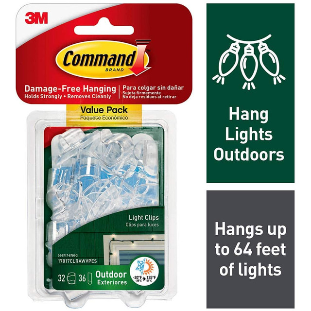 3M Storage Hook: 1/2" Projection, 3 lb Load Capacity, Plastic 7010336056