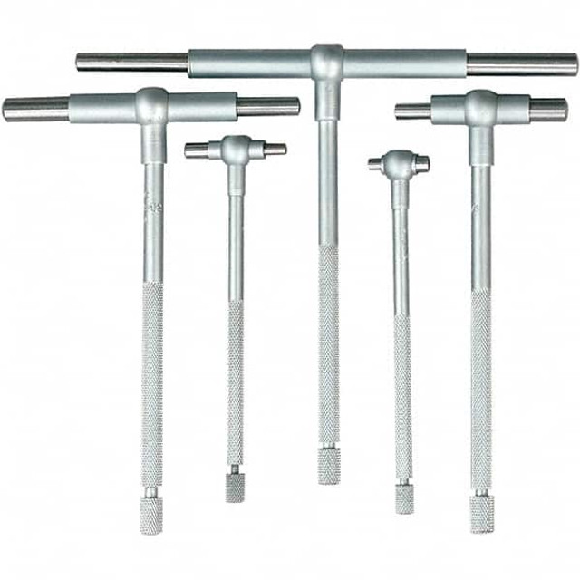 Mitutoyo 155-904 Telescoping Gage Set: 1/2 to 6", 5 Pc, Stainless Steel, Satin Chrome Finish, Includes Pouch