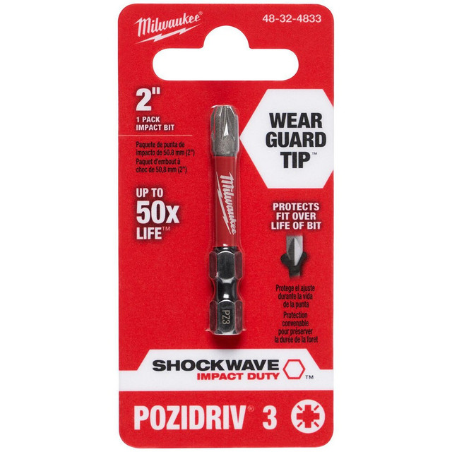 Milwaukee Tool 48-32-4833 Power & Impact Screwdriver Bits & Holders; Bit Type: Pozidriv ; Hex Size (Inch): 1/4 ; Blade Width (Inch): 1/4 ; Drive Size: 1/4 in ; Body Diameter (Inch): 1/4 ; Specialty Point Size: PZ.3