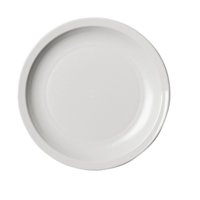 Grab a stack of these round dinnerware plates and prepare for the evening rush. Great for schools, cafeterias and healthcare environments, these plates are reusable and dishwasher safe.  Made of strong polycarbonate, which is shatterproof.  Textured surface resists stains, odors and scratches.  Dishwasher-safe design.  NSF listed.