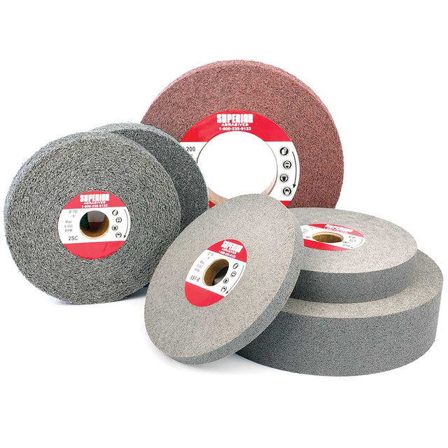 Superior Abrasives A008422 Deburring Wheel:  8" Dia, 2" Face Width, 3" Hole, Density 9, Silicon Carbide