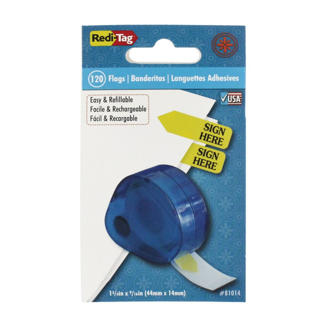REDI-TAG CORPORATION 81014 Redi-Tag Preprinted Signature Flags In Dispenser, SIGN HERE, Yellow