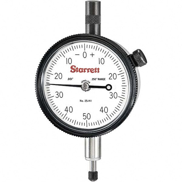 Starrett 53330 Dial Drop Indicator: 0 to 0.25" Range, 0-50-0 Dial Reading, 0.001" Graduation, 2-1/4" Dial Dia