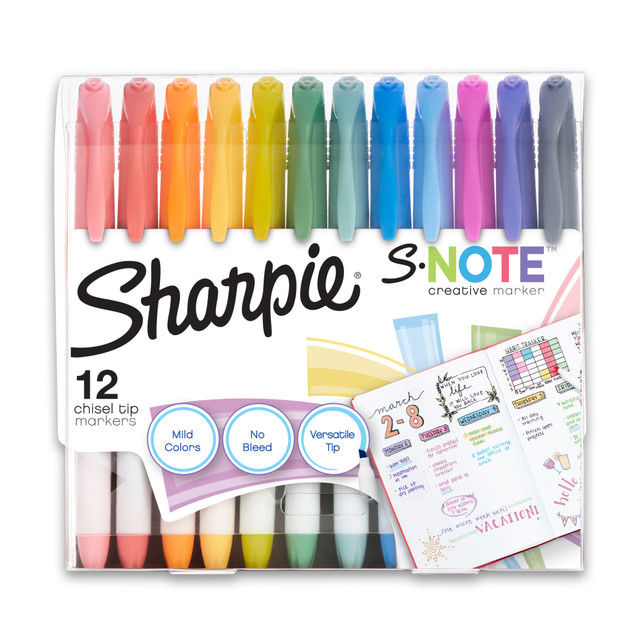 NEWELL BRANDS INC. Sharpie 2117329  S-Note Highlighters, Chisel Tip, Assorted Colors, Pack Of 12 Highlighters