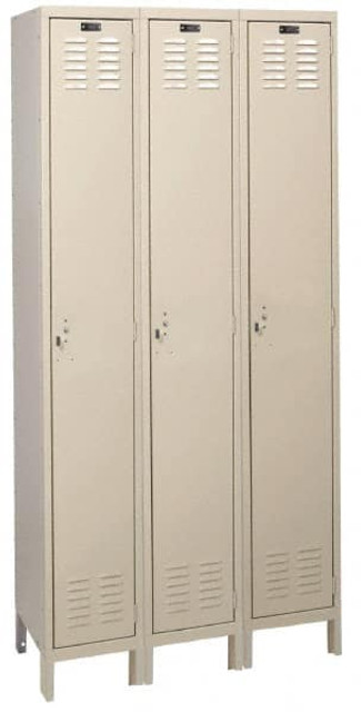 Hallowell UH3258-1PT 3-Wide Locker: 12" Wide, 14" Deep, 78" High, Padlock