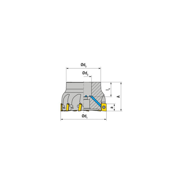 Ceratizit 5069606310 Indexable Square-Shoulder Face Mill:  A210.63.R.10-10,  22.0000" Arbor Hole Dia,