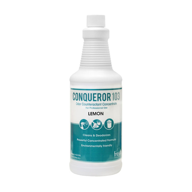 FRESH PRODUCTS LLC 103Q-F-000I012M-22 Fresh Products Bio Conqueror 105 Liquid Concentrate, 1 Qt, Lemon Fragrance, Pack Of 12 Bottles