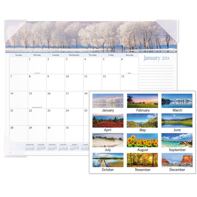 ACCO BRANDS USA, LLC 89802-24 2024 AT-A-GLANCE Panoramic Landscape Monthly Desk Pad Calendar, 21-3/4in x 17in, January To December 2024, 89802