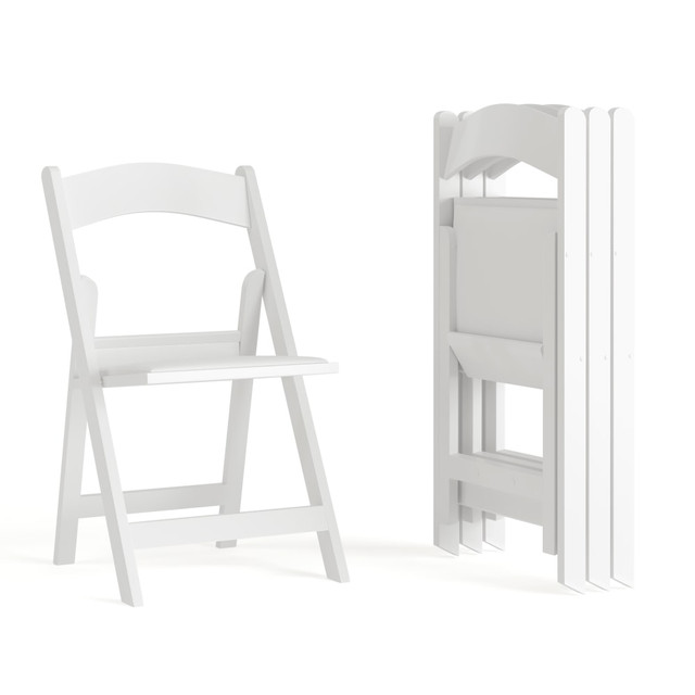 FLASH FURNITURE 4LEL1WHITE HERCULES Series Resin Folding Chairs, White, Set Of 4 Chairs FLASH FURNITURE 4LEL1WHITE HERCULES Series Resin Folding Chairs, White, Set Of 4 Chairs