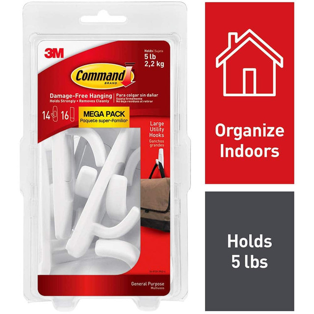 3M Storage Hook: 1.33" Projection, 5 lb Load Capacity 7100106111