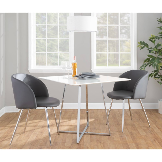 LUMISOURCE, LLC CH-FRANPU GY2 LumiSource Fran Contemporary Chairs, Gray/Chrome, Set Of 2 Chairs