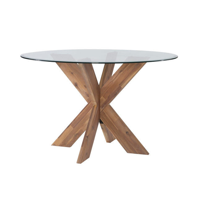 L. POWELL ACQUISITION CORP. Powell ODP2817  Avaloni X Base Dining Table, 30inH x 48inW x 48inD, Natural/Clear