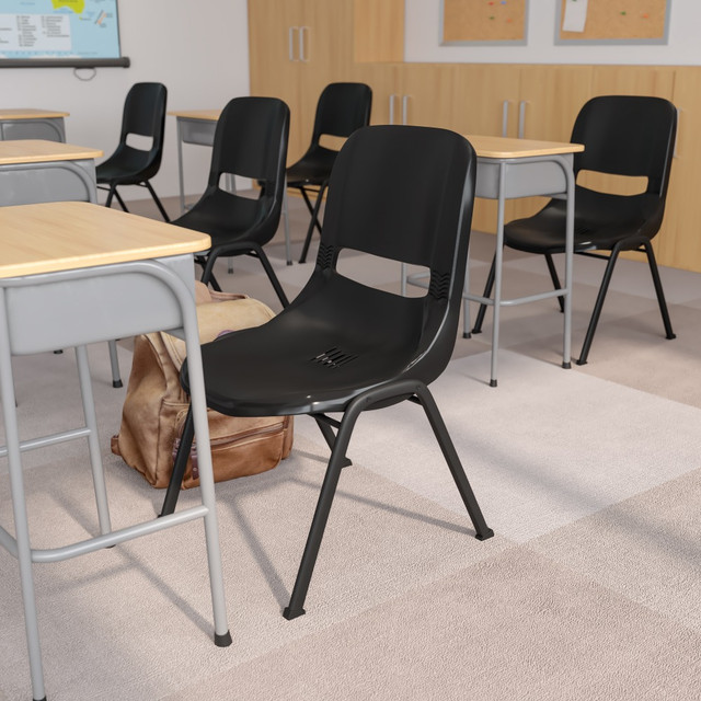 FLASH FURNITURE RUTEO1BK HERCULES Series Ergonomic Shell Stack Chair, Black FLASH FURNITURE RUTEO1BK HERCULES Series Ergonomic Shell Stack Chair, Black
