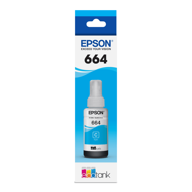 EPSON AMERICA INC. T664220-S Epson 664 EcoTank Cyan Refill Ink Bottle, T664220-S EPSON AMERICA INC. T664220-S Epson 664 EcoTank Cyan Refill Ink Bottle, T664220-S