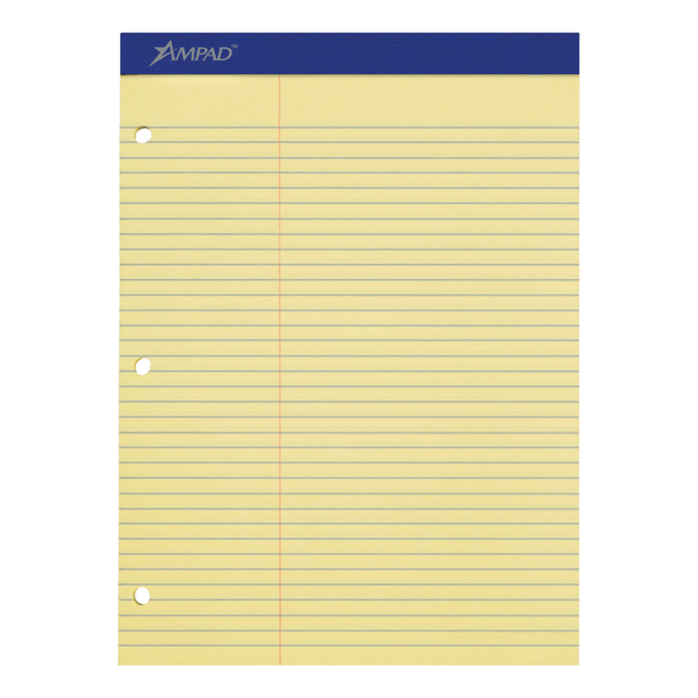 TOPS BUSINESS FORMS 20245 Ampad Perforated 3-Hole Punched Dual Writing Pad, Law Rule, 8 1/2in x 11 3/4in, Canary, 100 Sheets TOPS BUSINESS FORMS 20245 Ampad Perforated 3-Hole Punched Dual Writing Pad, Law Rule, 8 1/2in x 11 3/4in, Canary, 100 Sheets
