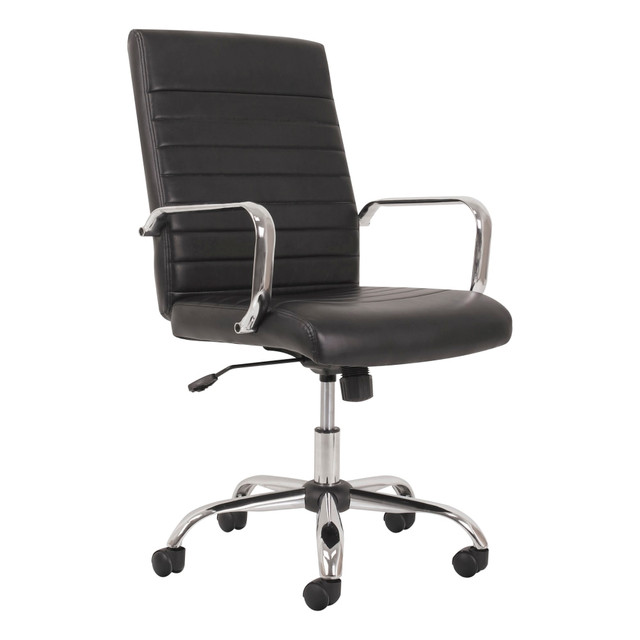 HNI CORPORATION HON BSXVST511  Sadie Ergonomic Bonded Leather Mid-Back Executive Chair, Black/Chrome