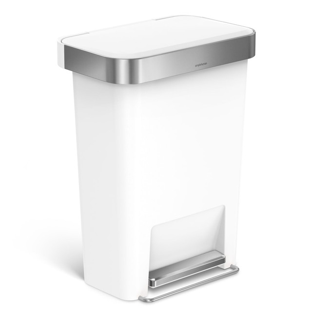 SIMPLEHUMAN LLC CW1387 simplehuman Rectangular Step Can With Liner Pocket, 12 Gallons, White