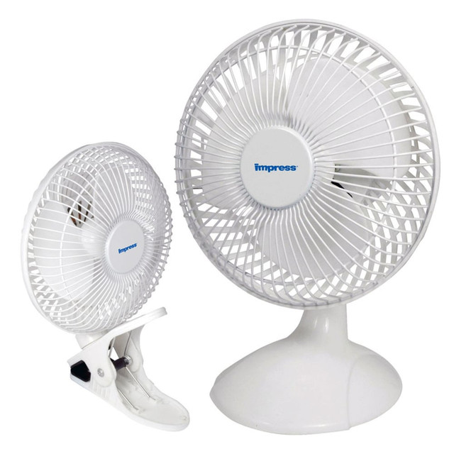 CRYSTAL PROMOTIONS Impress 99586200M  2-In-1 Clip/Desk Fan, 6inH x 12inW x 6inD, White