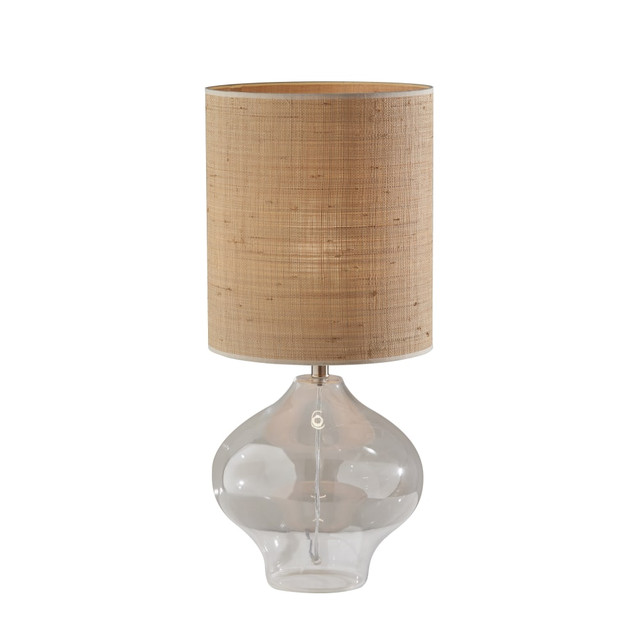 ADESSO INC 1624-12 Adesso Emma Large Table Lamp, 28-1/2inH, Rattan Shade/Clear Base