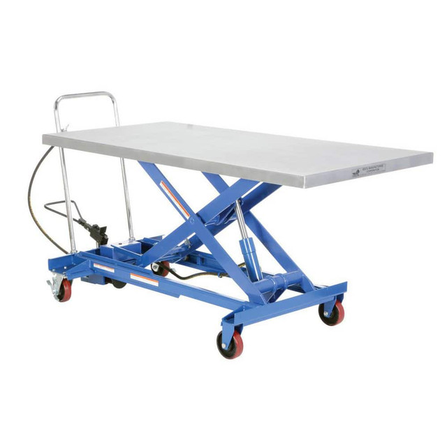 Vestil AIR-1000-LD Mobile Air Lift Table: 1,000 lb Capacity, 12-1/8" Lift Height, 35-1/2" Lift Height, 31-1/2 x 63" Platform