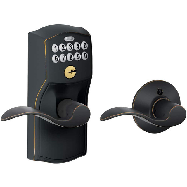 Schlage FE575 CAM716ACC Lever Locksets; Lockset Type: Entrance ; Key Type: Keyed Different ; Back Set: 2-3/4 (Inch); Cylinder Type: Conventional ; Material: Metal ; Door Thickness: 1-3/4