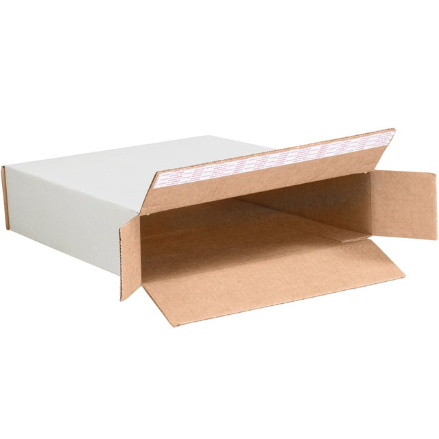 B O X MANAGEMENT, INC. 1128SSFOL Partners Brand Self-Seal Side-Loading Corrugated Boxes, 11 1/8in x 2in x 8 3/4in, White, Pack Of 25
