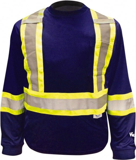 Viking 6015N-XL Work Shirt: High-Visibility, X-Large, Cotton & Polyester, Navy Blue, 1 Pocket