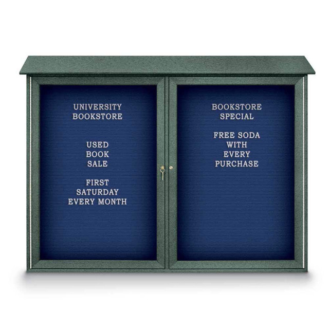 United Visual Products UVDD5240LB-WOOD Enclosed Letter Board: 52" Wide, 40" High, Laminate, Blue