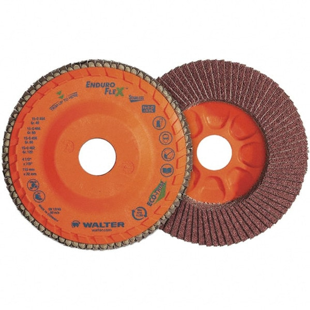 WALTER Surface Technologies 15Q462 Flap Disc: 7/8" Hole, 120 Grit, Zirconia Alumina, Type 27