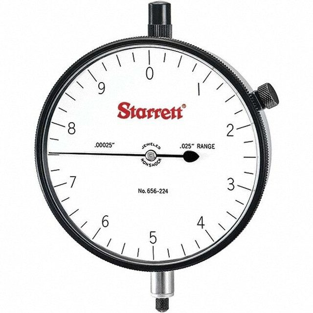 Starrett 53755 Dial Drop Indicator: 0 to 0.025" Range, 0-10 Dial Reading, 0.00025" Graduation, 3-5/8" Dial Dia