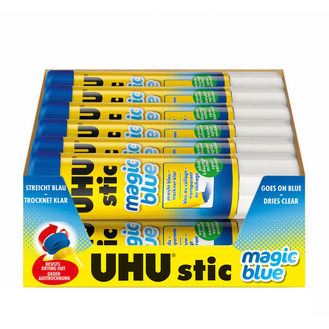 STAEDTLER-MARS GMBH & CO KG 99653 Saunders UHU stic Color Glue Sticks, 1.41 Oz, Blue, Box Of 12