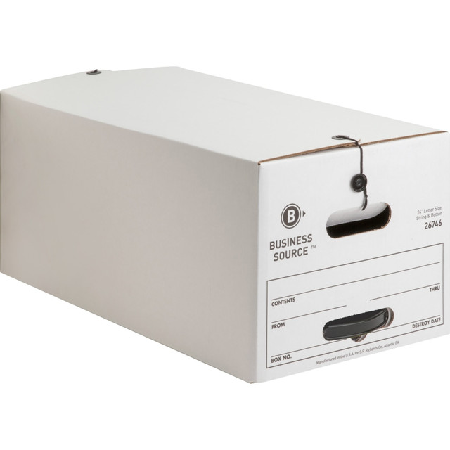 SP RICHARDS 26746 Business Source Medium-Duty Storage Boxes, Letter Size, 12in x 24in x 10in, White, Box Of 12 SP RICHARDS 26746 Business Source Medium-Duty Storage Boxes, Letter Size, 12in x 24in x 10in, White, Box Of 12