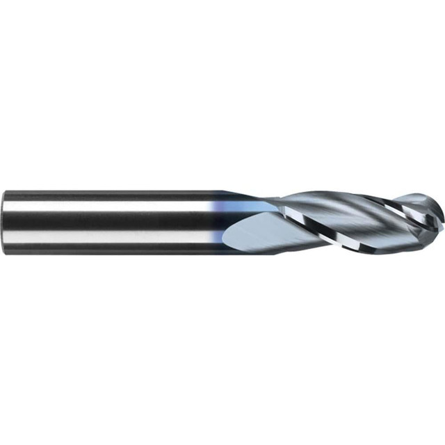 RobbJack B-330-08-A Ball End Mill: 0.25" Dia, 0.75" LOC, 3 Flute, Solid Carbide