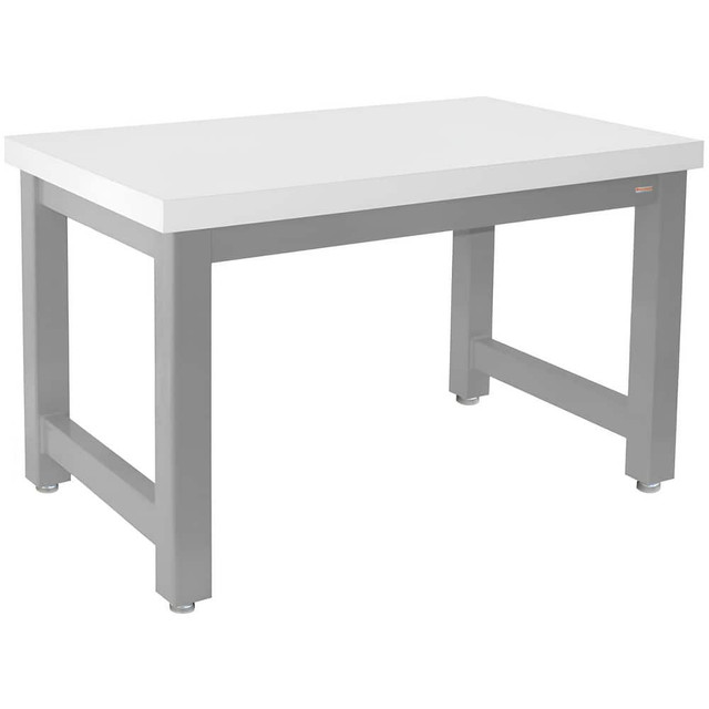 BenchPro HF24168-GRF-W34 Stationary Work Bench: 168" Wide, 24" Deep, 34" High, Gray & White