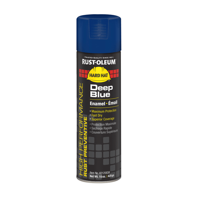 RUST-OLEUM CORPORATION V2125838 Rust-Oleum Hard Hat High Performance V2100 System Rust Preventive Enamel Spray Paint, 15 Oz, Gloss Deep Blue, Case Of 6 Cans