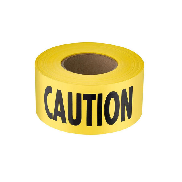 Empire Level 77-1001 Barricade & Flagging Tape; Tape Type: Tape; Marked; ANSI Warning ; Legend: Caution ; Material: Plastic ; Overall Length: 1000.00 ; Overall Width: 3 ; Color: Yellow