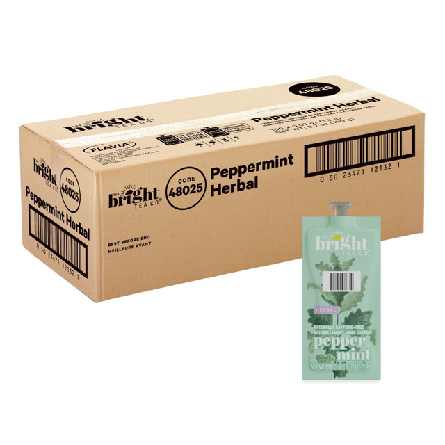 MARS CHOCOLATE NORTH AMERICA LLC B505 The Bright Tea Co. Peppermint Herbal Tea Single-Serve Freshpacks, 0.25 Oz, Box Of 100 MARS CHOCOLATE NORTH AMERICA LLC B505 The Bright Tea Co. Peppermint Herbal Tea Single-Serve Freshpacks, 0.25 Oz, Box Of 100