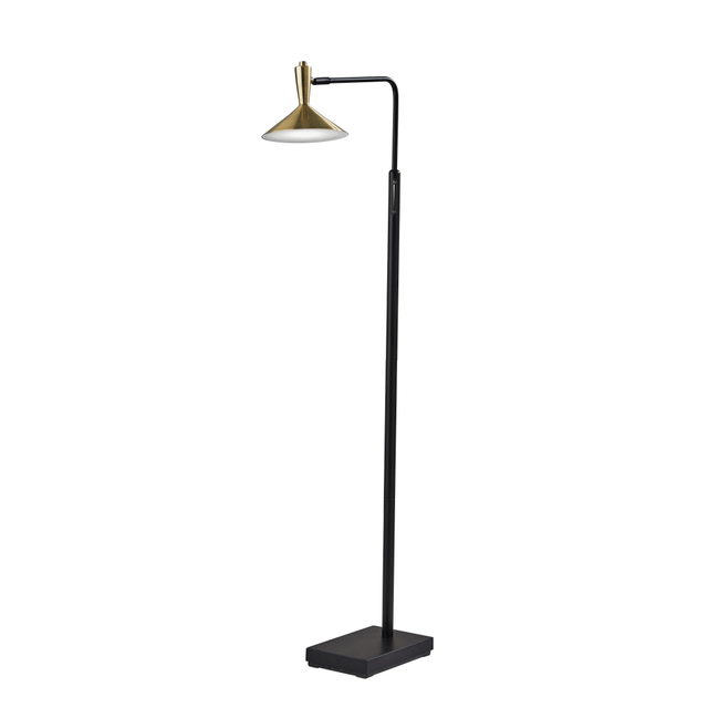 ADESSO INC 4263-01 Adesso Lucas LED Floor Lamp, 54inH, Antique Brass Shade/Black Base